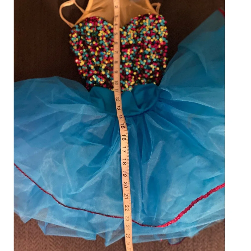 Costume Gallery Kids Large Blue Sequin Tutu Dance Leotard Costume 16122 USA Made